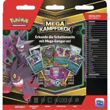 Pokémon Mega-Kampfdeck Mega-Gengar-ex – deutsches 60-Karten-Deck mit Alpollo-Promo, Münze und Zubehör.