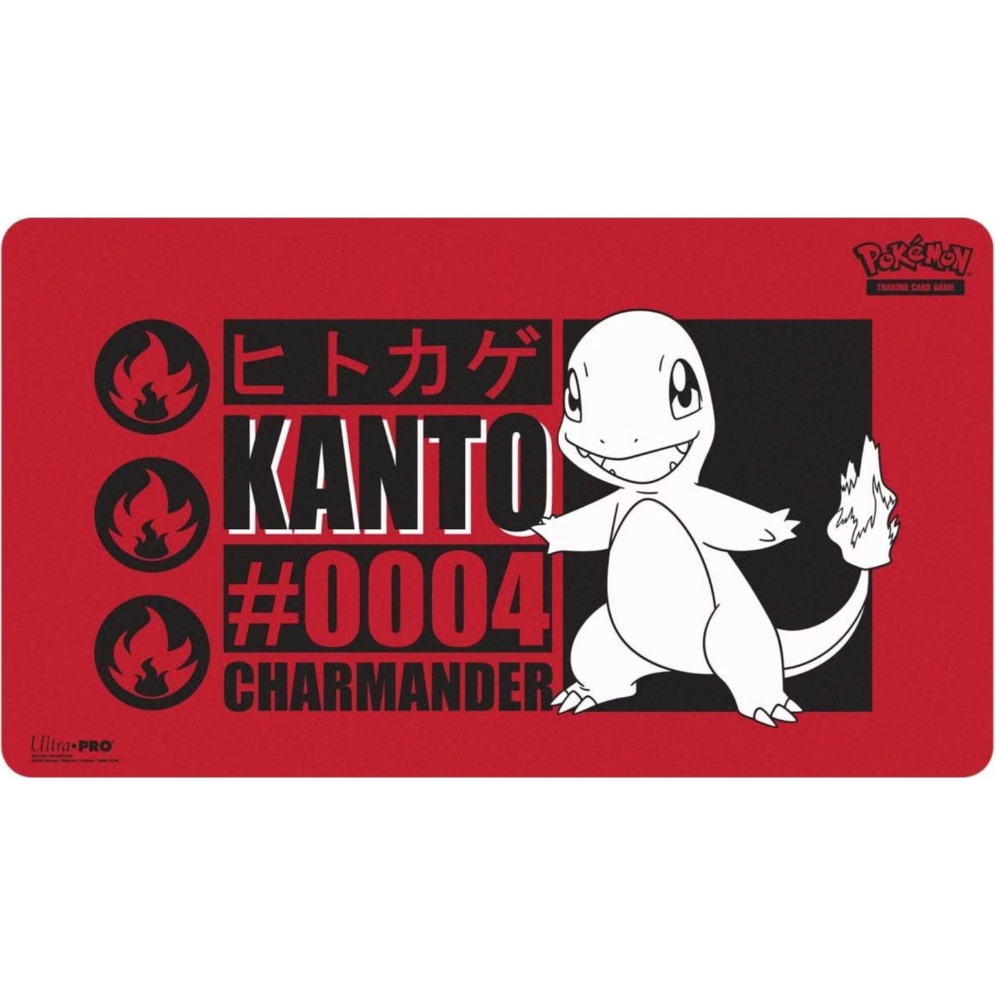 Pokémon Glumanda / Charmander Spielmatte – Playmat mit Premiumstoffoberfläche & rutschfester Gummirückseite (60×34 cm).