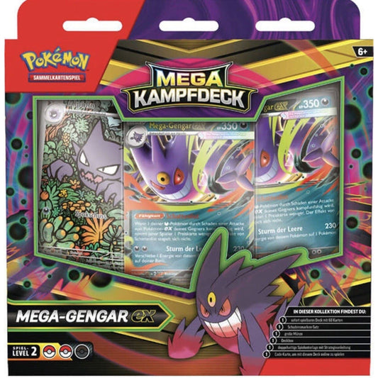 Pokémon Mega-Kampfdeck Mega-Gengar-ex – deutsches 60-Karten-Deck mit Alpollo-Promo, Münze und Zubehör.