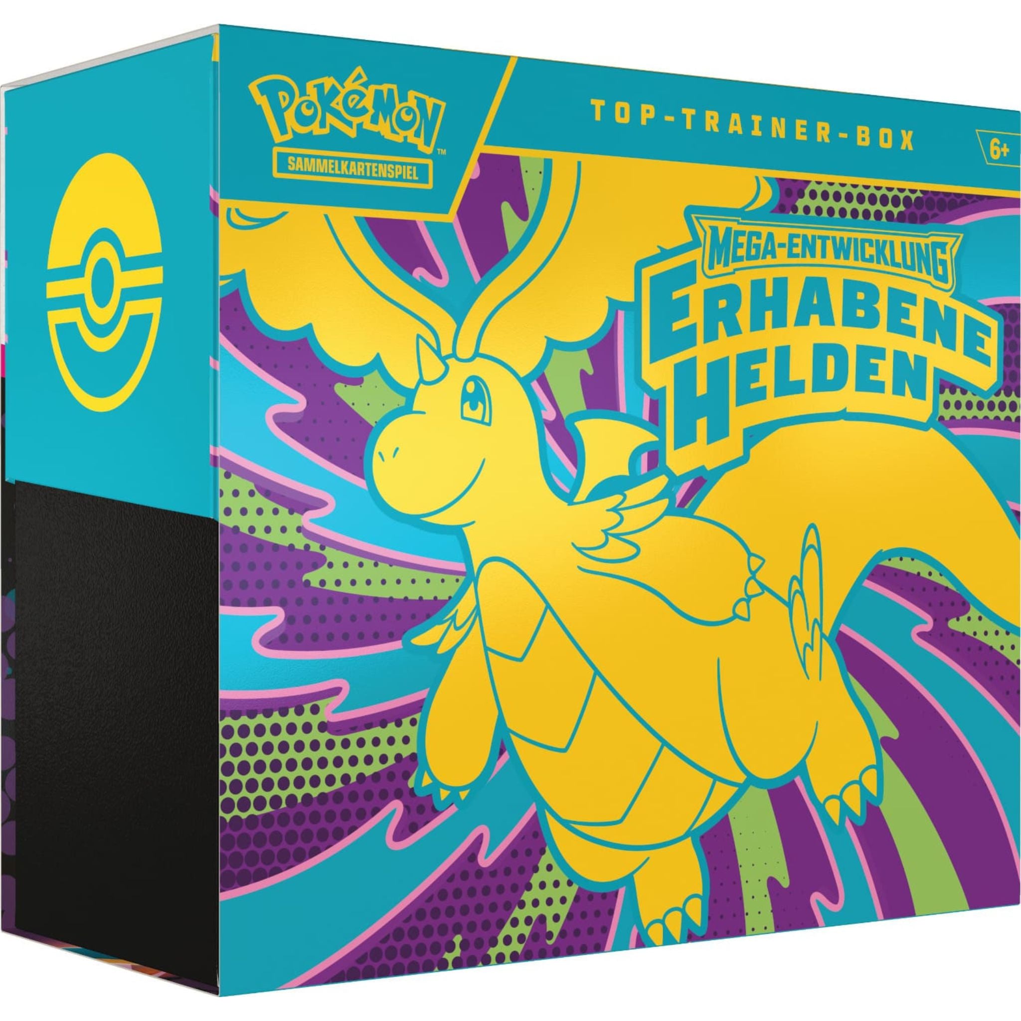 Pokémon Erhabene Helden Top-Trainer-Box mit Mega-Dragoran-ex und Ns Zekrom Promokarte.