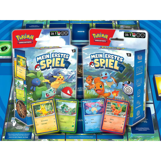 Pokémon Mein erstes Spiel – Deutsche Einsteigerbox mit zwei Mini-Decks, Spielunterlagen und großer Münze.